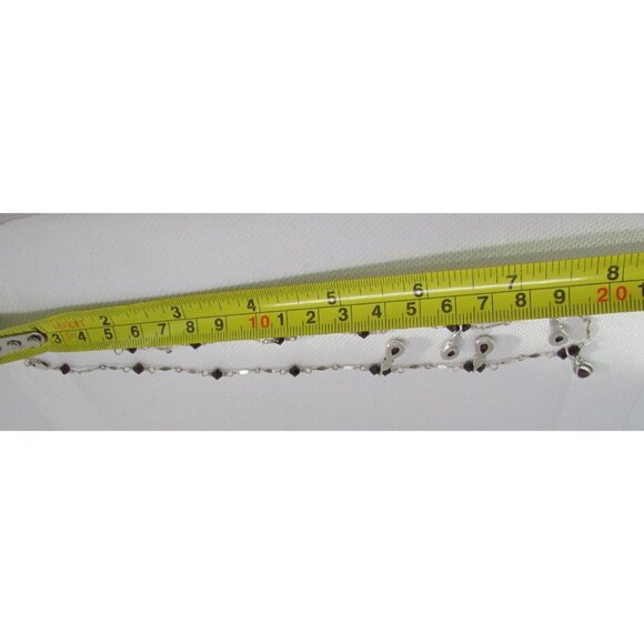 Vintage Sterling Silver 16.5" Tear Shape Garnet & Red Crystals Station Necklace - Picture 12 of 12